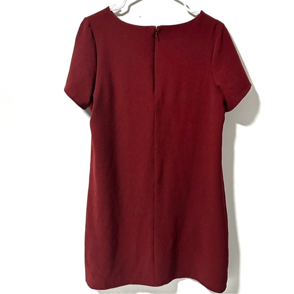 Charming Charlie Maroon Red Shift Dress Short Sleeve Women’s Size Large Spring - Picture 3 of 11